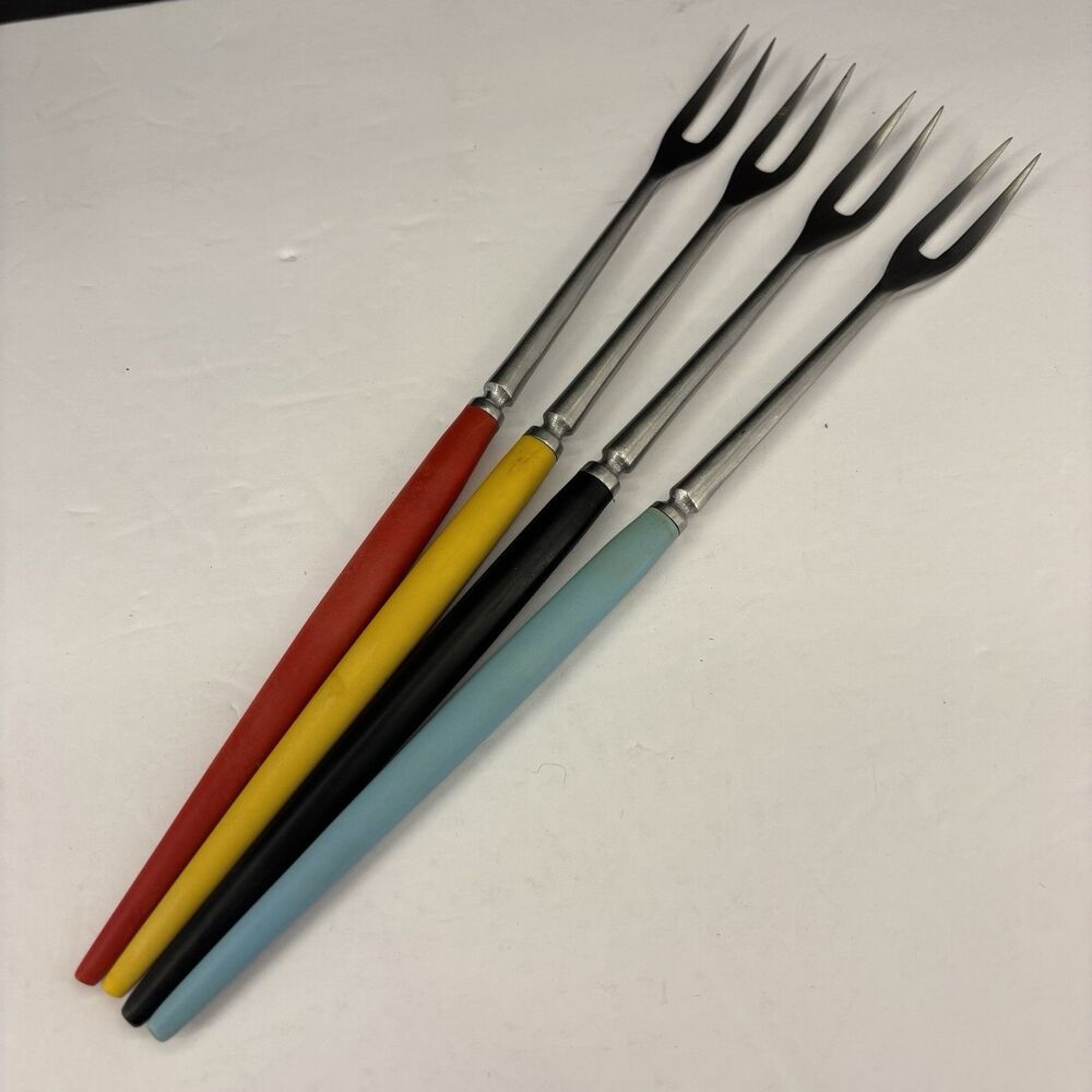 Vintage IIC Imperial International Corp.‎ Fondue Forks Colored Handles 1950s